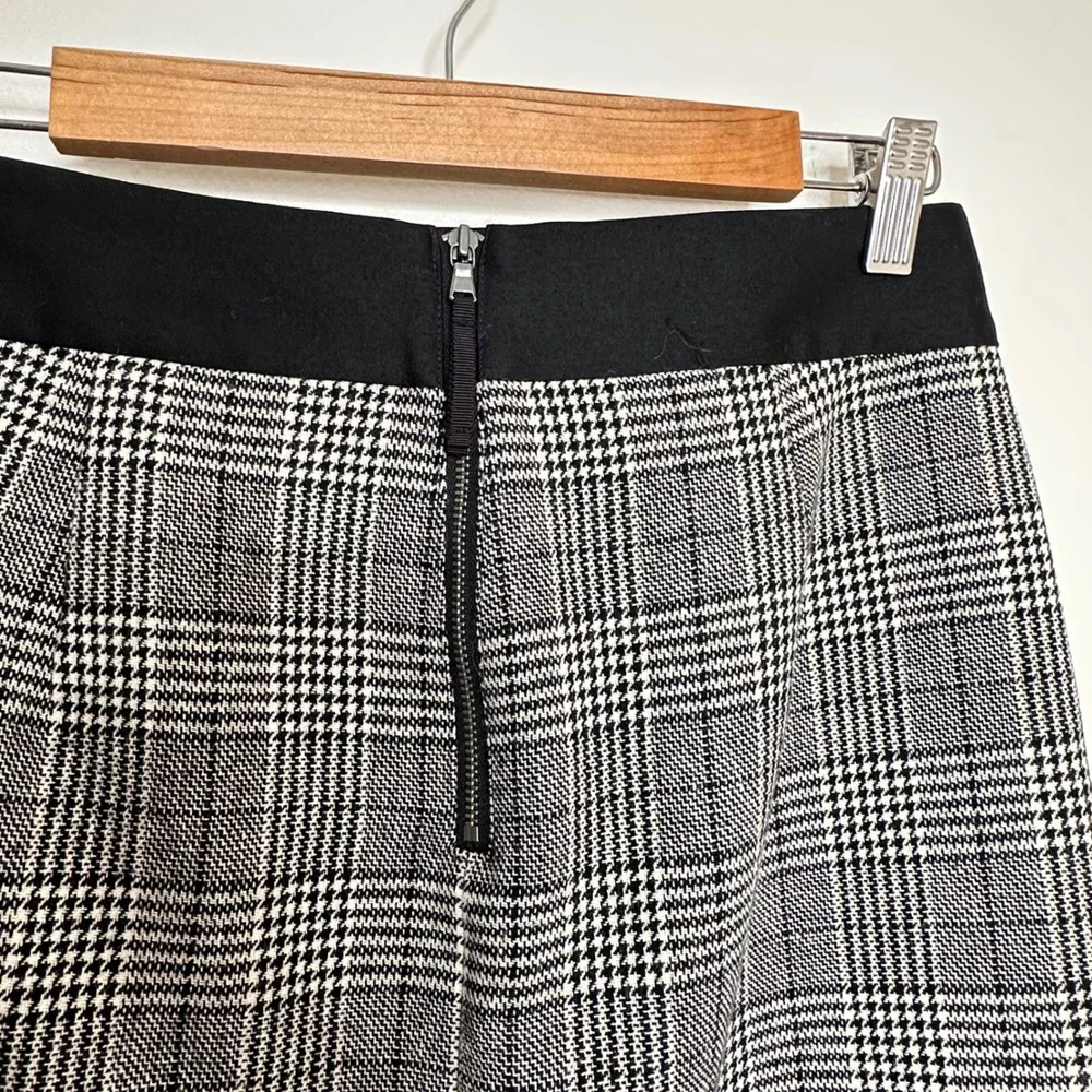 J. Crew Womens Plaid‎ Pencil Skirt Wool Silk Blend Career Black Gray Size 6